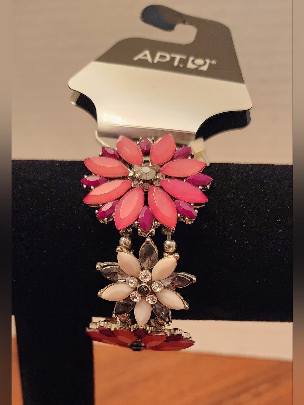 Apt.9 Pink Acrylic Faceted Stretch Bracelet w/ Rhinestones-Vintage